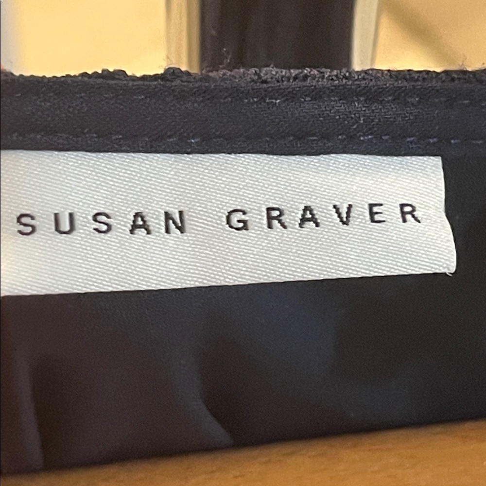 Susan Graver Women’s Plus Size 1X Navy Lace Lined Long Sleeve Blouse - Picture 4 of 8